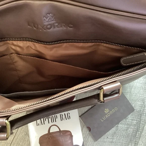 Luxorro Full Grain Genuine Leather Laptop Bag NWT